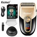 Kemei KM-3209 Rechargeable Facial Hair Trimmer, Floating Head, Stainless Steel Blade, Cordless Grooming Tool