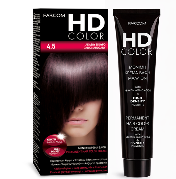 Farcom HD Hair Color Cream Keratin Amino Acids Dark Mahogany 4.5