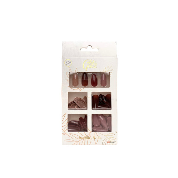Glitz Acrylic Artificial Nails Oval Soft Baby Pink Nude 24-Piece Set