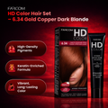 Farcom HD Hair Color Cream Dark Golden Copper 6.34 Keratin Amino Acids