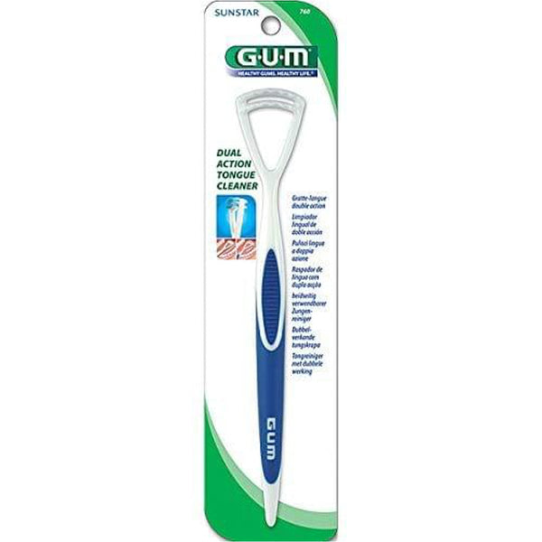 GUM Halicontrol Dual Action 760 Tongue Cleaner with Bristles and Scrapers