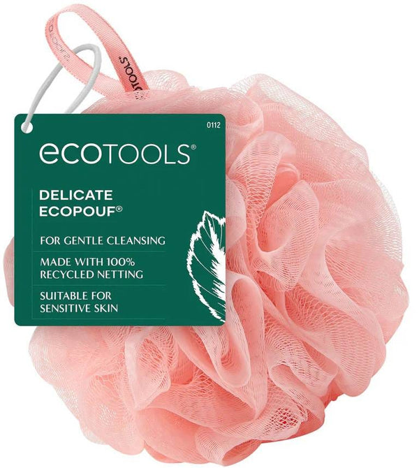 EcoTools Delicate EcoPouf Bath Sponge Recycled Netting Pink Punch 1 Count