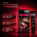 Farcom HD Hair Color Cream Beige Blonde 7.9 Keratin Amino Acids High-Density Pigments