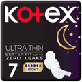 Kotex Ultra Thin Night Feminine Pads With Wings 7 Pieces
