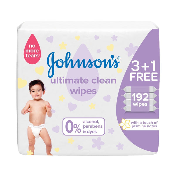 Johnson's Baby Ultimate Clean Baby Wipes Gentle Formula 3+1 Pack