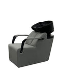 System Salon G18D89 Gray Shampoo Chair with Black Ceramic Basin