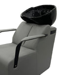 System Salon G18D89 Gray Shampoo Chair with Black Ceramic Basin