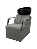 System Salon G18D89 Gray Shampoo Chair with Black Ceramic Basin
