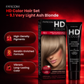 Farcom HD Hair Color Cream Very Light Ash Blonde 9.1 Keratin Amino Acids