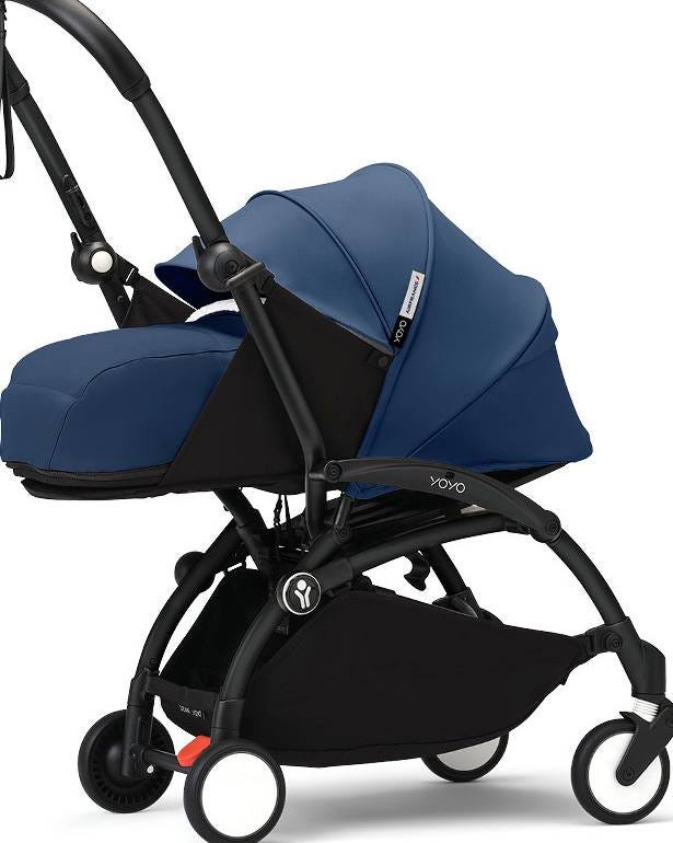 Stokke YOYO3 Newborn 0+ Compact Travel Stroller, Black Frame, Blue, Birth to 4 Years