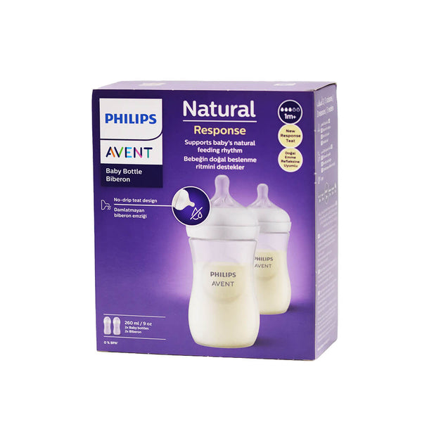 Philips Avent Natural Baby Bottles Anti-Colic Soft Wide Nipple 260 ml, Pack of 2