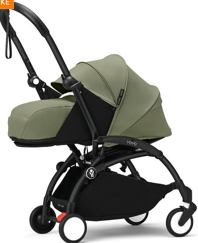 Stokke YOYO3 Newborn 0+ Compact Travel Stroller, Black Frame, Olive