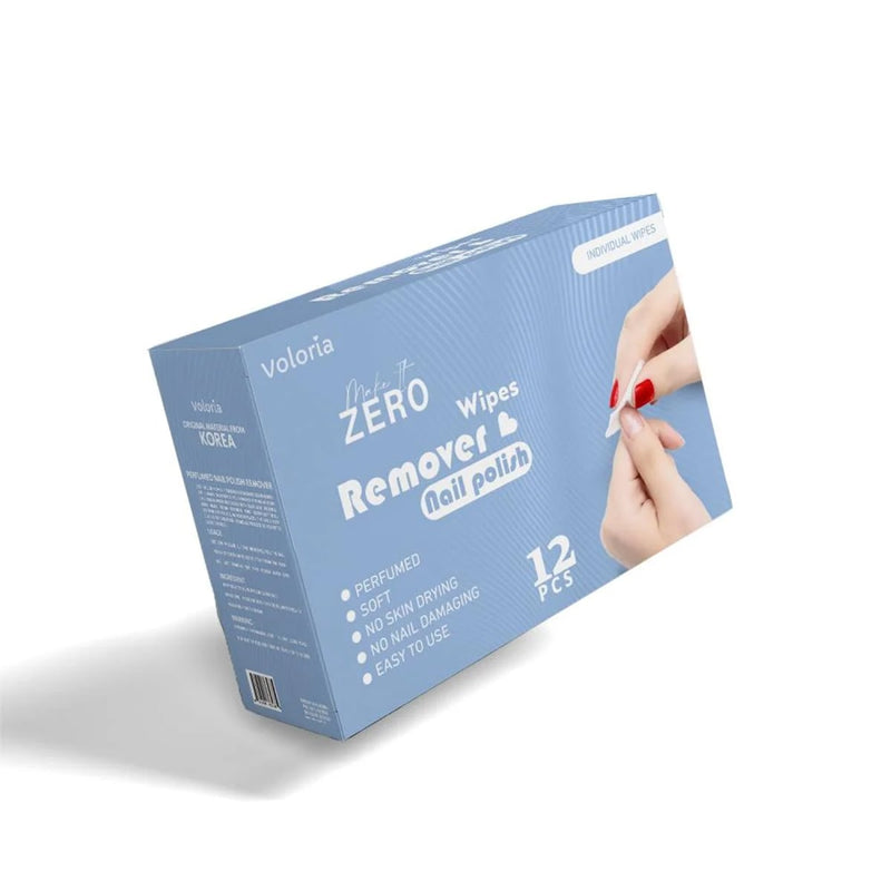 Voloria Make It Zero Nail Polish Remover Wipes Lemon Oil Castor Oil 12 Pieces