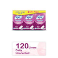 Sofy Panty Liners Unscented Soft Cotton High Absorbency 120 Pieces 2+1
