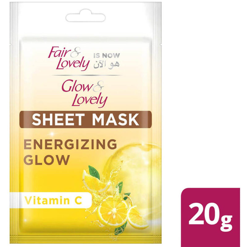 Glow & Lovely Vitamin B3 Brightening Glow Sheet Mask Vitamin C Niacinamide 20g