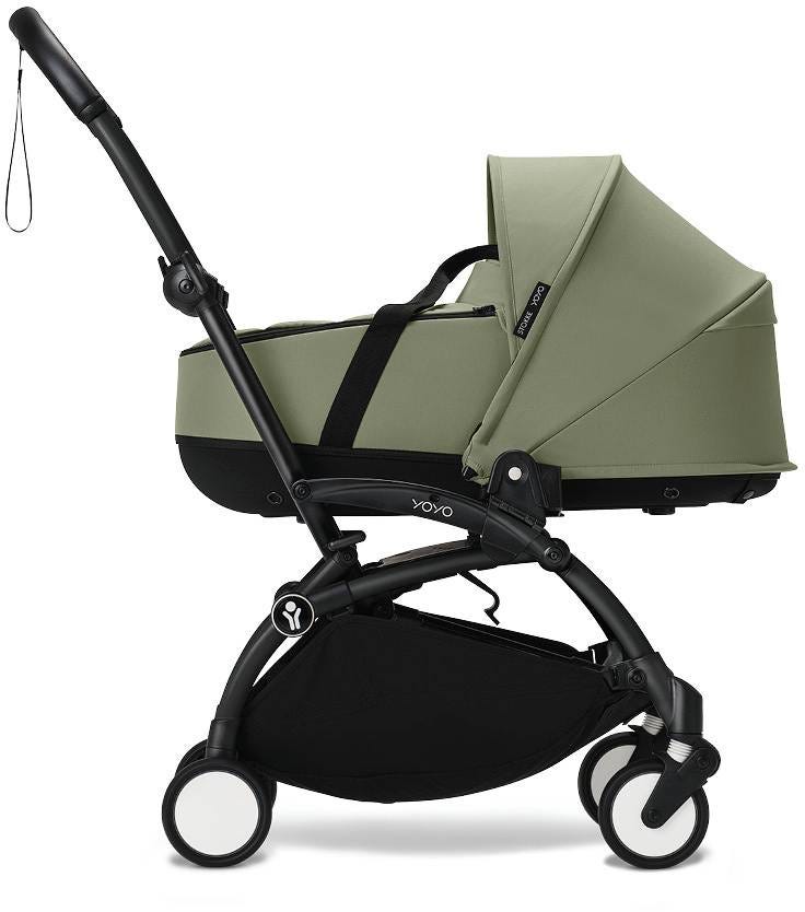 Stokke YOYO3 Black Frame Newborn Shell Stroller Bassinet, Olive