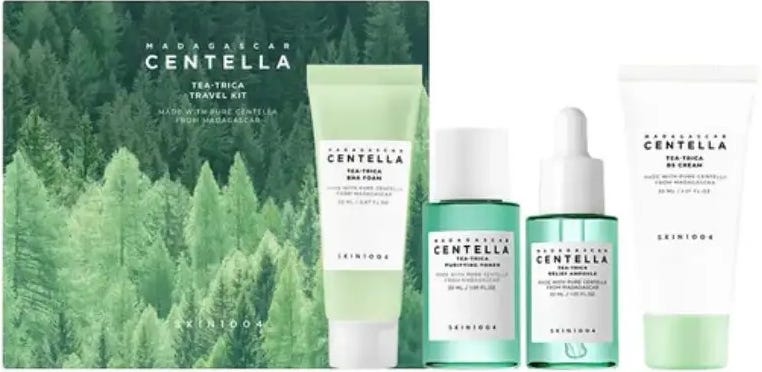 SKIN1004 Madagascar Centella Tea-Trica Travel Kit, 4-Piece Skincare Set