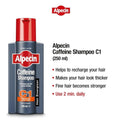 Alpecin C1 Caffeine Shampoo for Men, Silicone-Free Formula with Zinc and Niacin