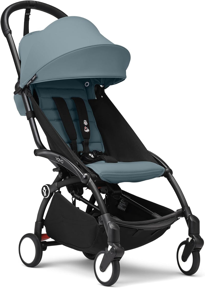 Stokke YOYO3 6+ Months Stroller with Black Frame and Aqua Color Pack