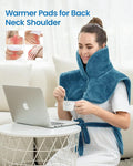 RENPHO Large Heating Pad for Back and Neck, Flannel, 3 Heat Settings, 90-Minute Auto-Off, Blue