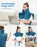 RENPHO Large Heating Pad for Back and Neck, Flannel, 3 Heat Settings, 90-Minute Auto-Off, Blue
