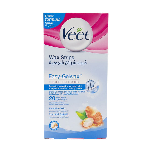 Veet Wax Strips Sensitive Skin Vitamin E Almond Oil 20 Pieces