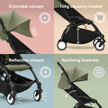 Stokke YOYO3 6+ Stroller Bundle Black Frame Olive Color Pack, Anti-UV UPF 50+