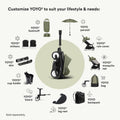 Stokke YOYO3 6+ Stroller Bundle Black Frame Olive Color Pack, Anti-UV UPF 50+