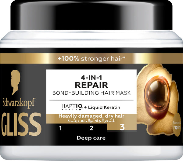 Gliss Ma 4-In-1 Repair Hair Mask Cream with Almond Oil and Keratin 400ml