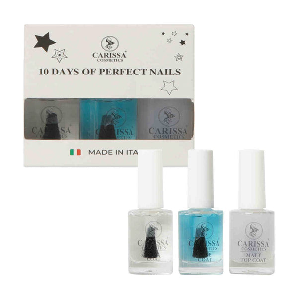 Carissa 10 Days Of Perfect Nails Kit Quick-Drying Base, Glossy & Matte Top Coats