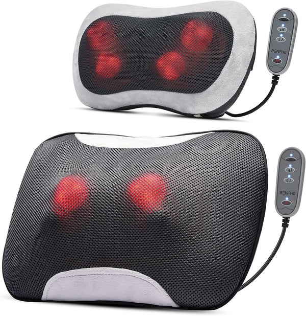 RENPHO Neck and Back Massager Pillow Set, Heated Shiatsu Kneading, Adjustable Intensity, 2 Pieces