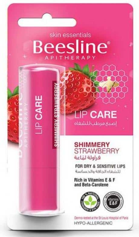 Beesline Lip Care Shimmery Strawberry Lip Balm Beeswax Fruity Shimmer 4.5 g