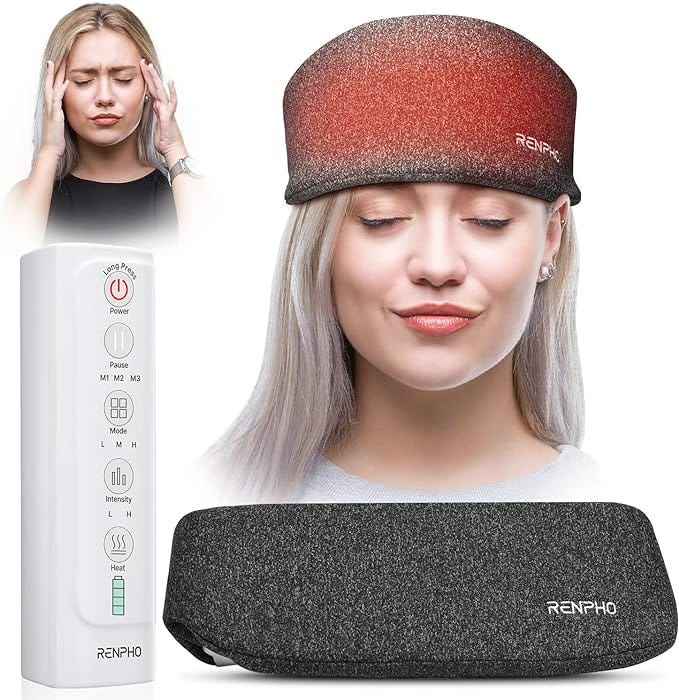 Renpho Head Scalp Massager 3 Modes with Heat, Adjustable Headband, USB Rechargeable