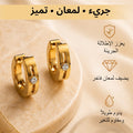 AURI Thicker Hoop Earrings Cutout Design Zircon Accents 18K Gold-Plated 316L Stainless Steel 1 Pair