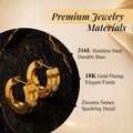 AURI Thicker Hoop Earrings Cutout Design Zircon Accents 18K Gold-Plated 316L Stainless Steel 1 Pair