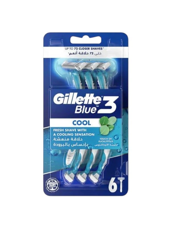 Gillette Blue3 Cool Men's Disposable Razors, 3-Blade Cooling Technology, 6 Count