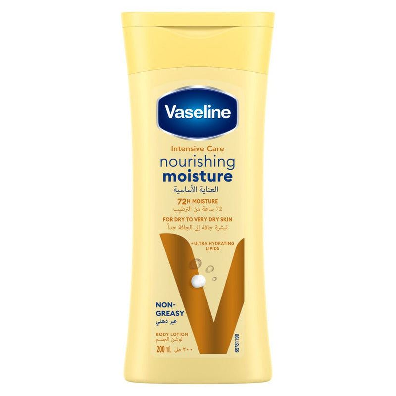 Vaseline Intensive Care Nourishing Moisture Body Lotion, Fast-Absorbing, Vaseline Jelly, 200ml