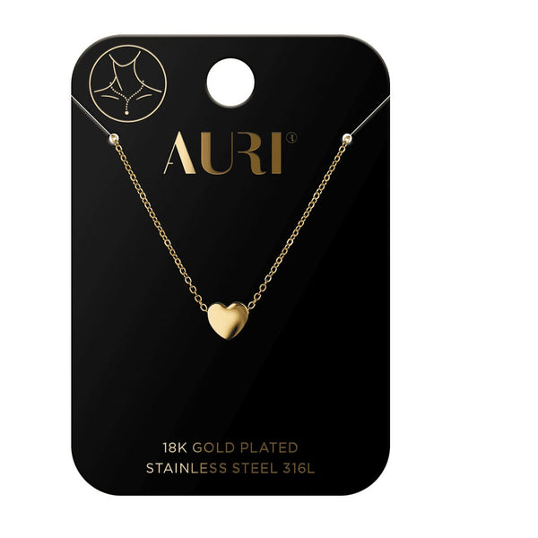 AURI Short Heart Necklace 316L Stainless Steel 18K Gold Plated