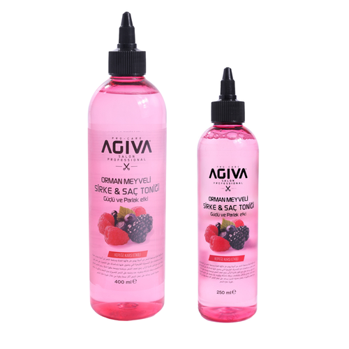 Agiva Raspberry Vinegar Hair Tonic Set, Scalp Cleansing and Shine, Raspberry Forest Scent, 400 ml + 250 ml