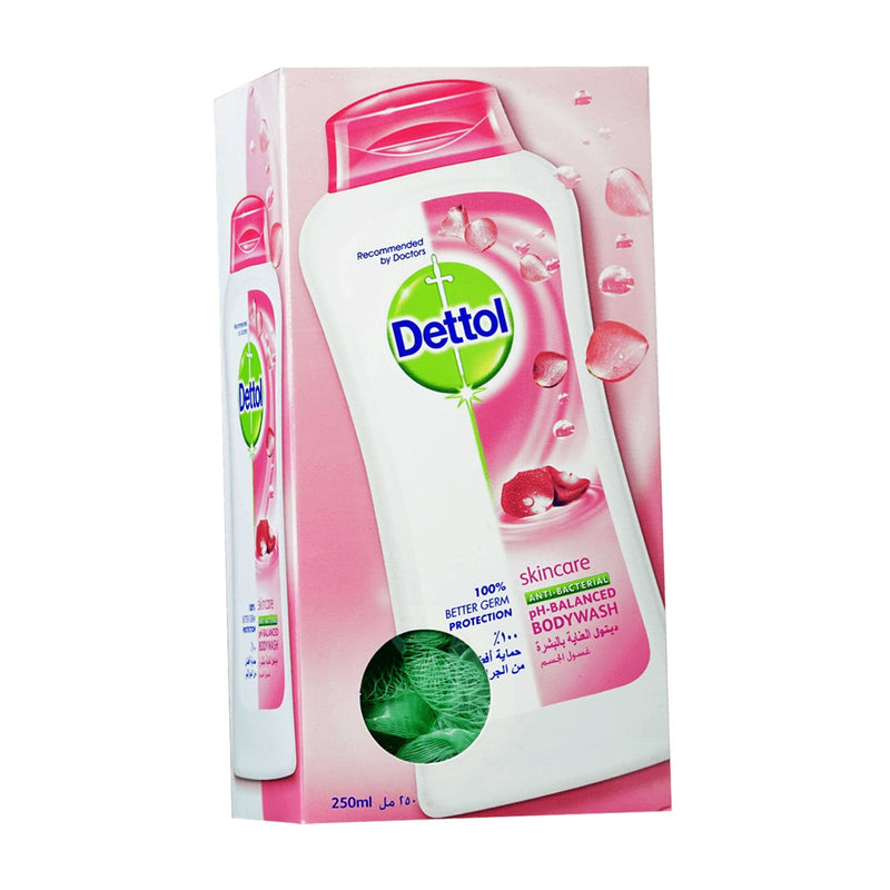 Dettol Skincare Body Wash with Loofah, pH-Balanced Antibacterial Formula