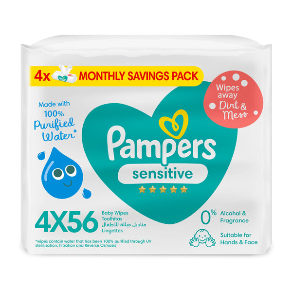 Pampers Sensitive Skin Baby Wipes Fragrance-Free Moisturizing Formula
