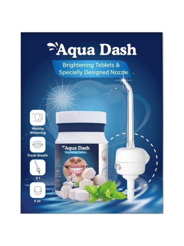 Aqua Dash Brightening Teeth-Cleaning Tablets Water Flosser Nozzle 30 Tablets