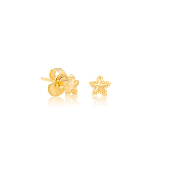 Navaro Baby Earrings Neb-G108 Round Shining Stars Zircon 21K Gold Coating