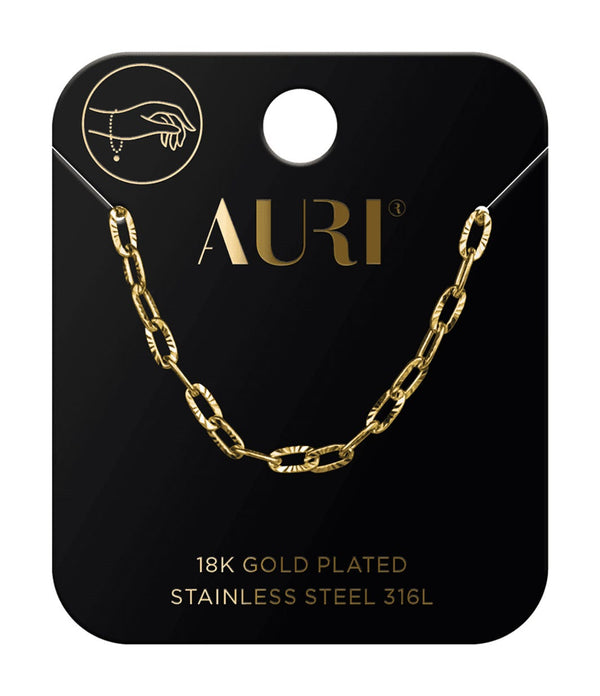 AURI Cable Chain Heart Bracelet 18K Gold-Plated 316L Stainless Steel 1 Pc
