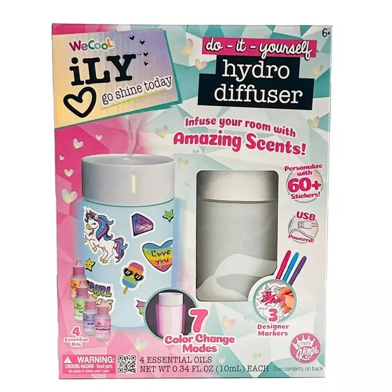 Activity Kings iLY DIY Hydro Diffuser Kit, USB Powered, Color-Changing Mist, 4 Scents, Stickers and Markers