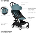Stokke YOYO3 Stroller Bundle 6+ Months White Frame Aqua With Anti-UV Canopy