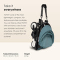 Stokke YOYO3 Stroller Bundle 6+ Months White Frame Aqua With Anti-UV Canopy