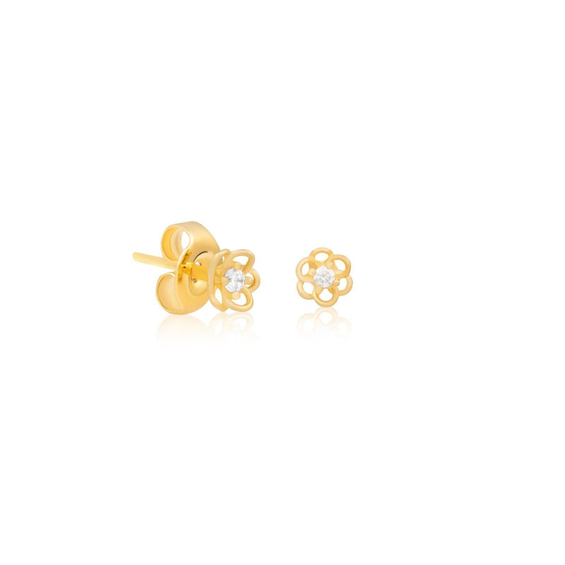 Navaro Earrings Baby NEB-G112 Round Zircon 21K Gold Coated