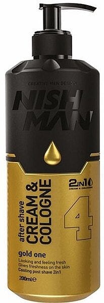 Nishman Gold One Aftershave Cream & Cologne 2-in-1 Allantoin Bergamot Lavender 200 ml