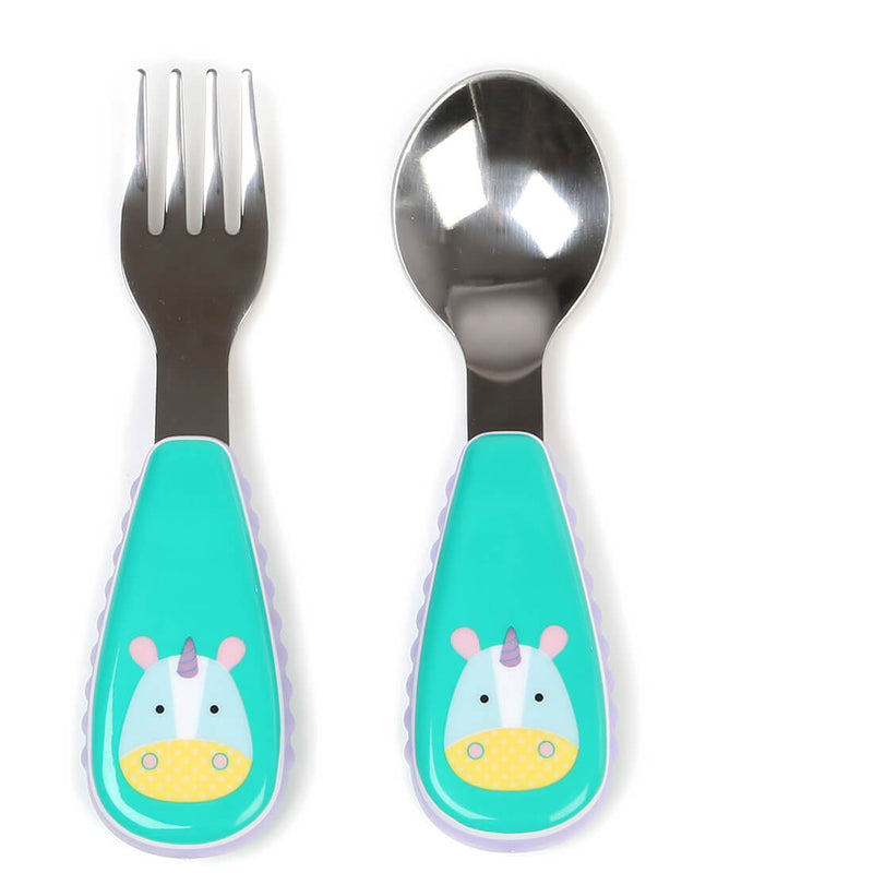 Skip Hop Zootensils Unicorn Fork & Spoon Stainless Steel Heads, From 12 Months